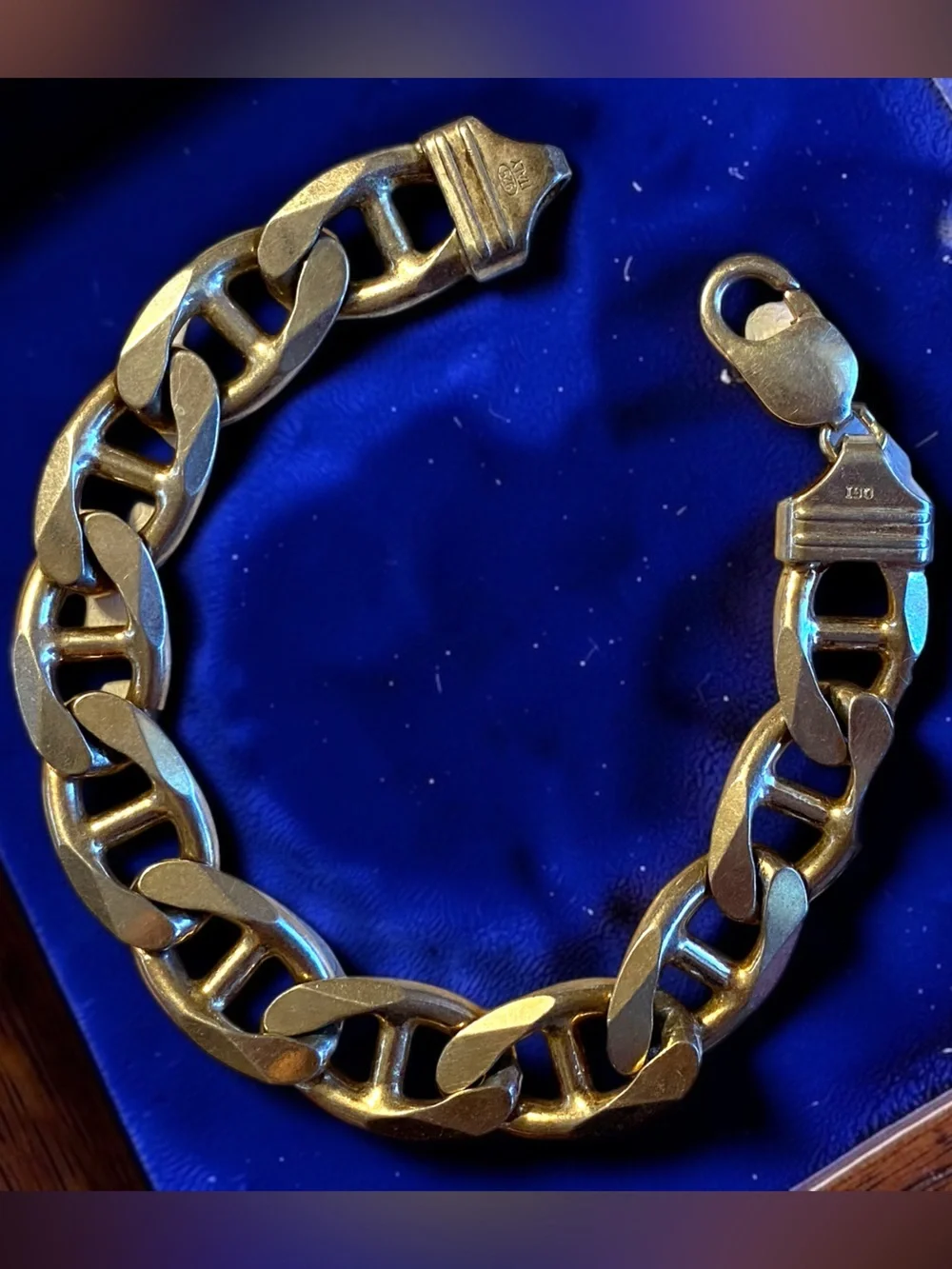 Estate MENS Sterling Silver 925 HEAVY 1/2” Wide MARINER Gucci Link 8.5” Bracelet
